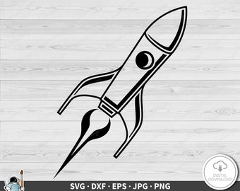 Rocket Blasting SVG • Launch Clip Art Cut File Silhouette dxf eps png jpg • Instant Digital Download