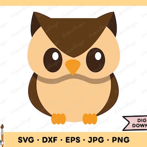 Cute Baby Owl SVG Owl Clip Art Owl Cut File Silhouette Instant Digital Download