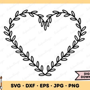 Laurel Heart SVG Laurel PNG Laurel Clip Art Cut File Silhouette Instant Digital Download