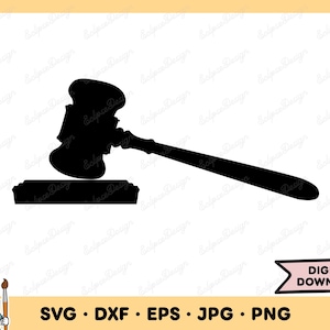 Gavel SVG Gavel PNG Court svg Judge SVG Clip Art Cut File Silhouette Instant Digital Download