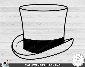 シルクハットのSVGクリップアートPNG（即時デジタルダウンロード）