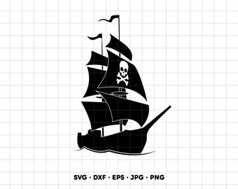 Pirate Ship SVG Clipart PNG Cricut Silhouette (Instant Digital Download)