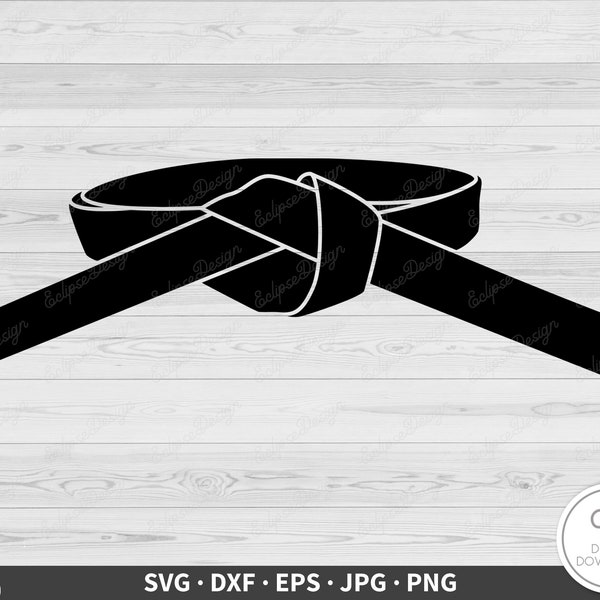 Ceinture noire Karaté SVG • Clip Art coupe fichier Silhouette dxf eps png jpg • téléchargement numérique instantané