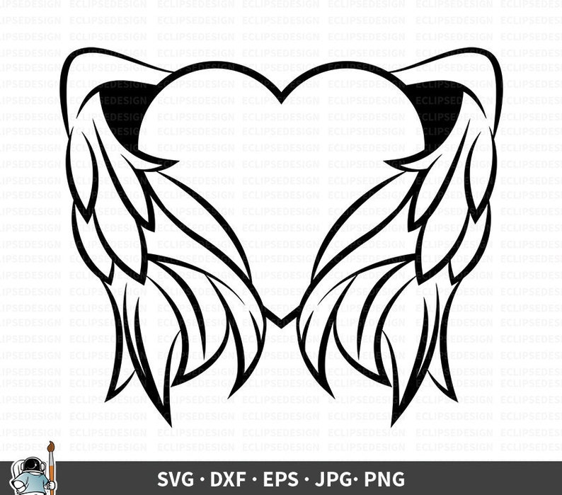 Download Angel Wings SVG Angel Wing Vector Angel Heart svg Angel | Etsy