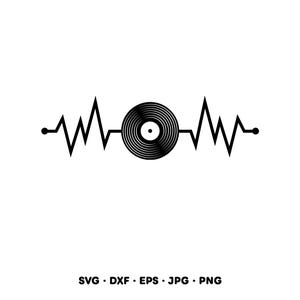 Music Vinyl DJ Heartbeat SVG Clipart PNG (Instant Digital Download) image 1