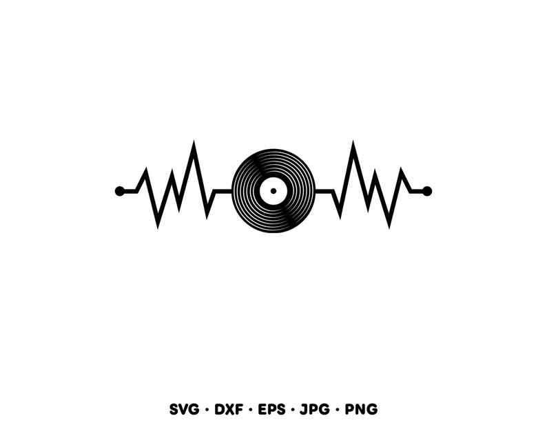Music Vinyl DJ Heartbeat SVG Clipart PNG (Instant Digital Download) image 1