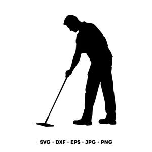 用務員・管理人 SVG クリップアート PNG Cricut Silhouette (即時デジタルダウンロード)