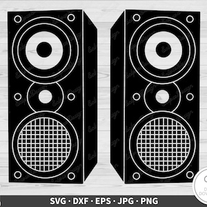Altavoces SVG Música Clip Art Archivo de corte Silueta Descarga digital instantánea dxf eps png jpg