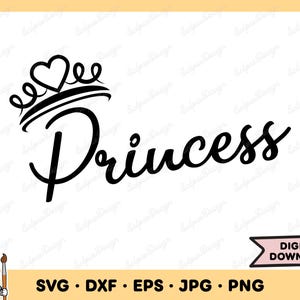 Princess Script SVG Princess PNG Princess Clip Art Cut File Silhouette Instant Digital Download