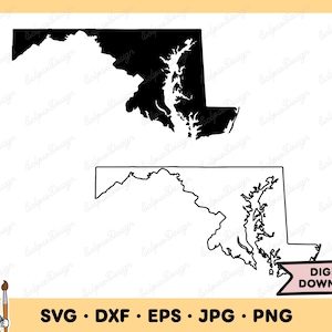 Maryland SVG Maryland PNG State Maryland Clip Art Cut File Silhouette Instant Digital Download