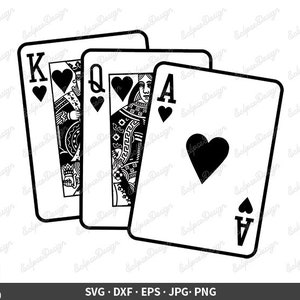 Playing Cards SVG King Queen Ace SVG Cards Vector Cards - Etsy