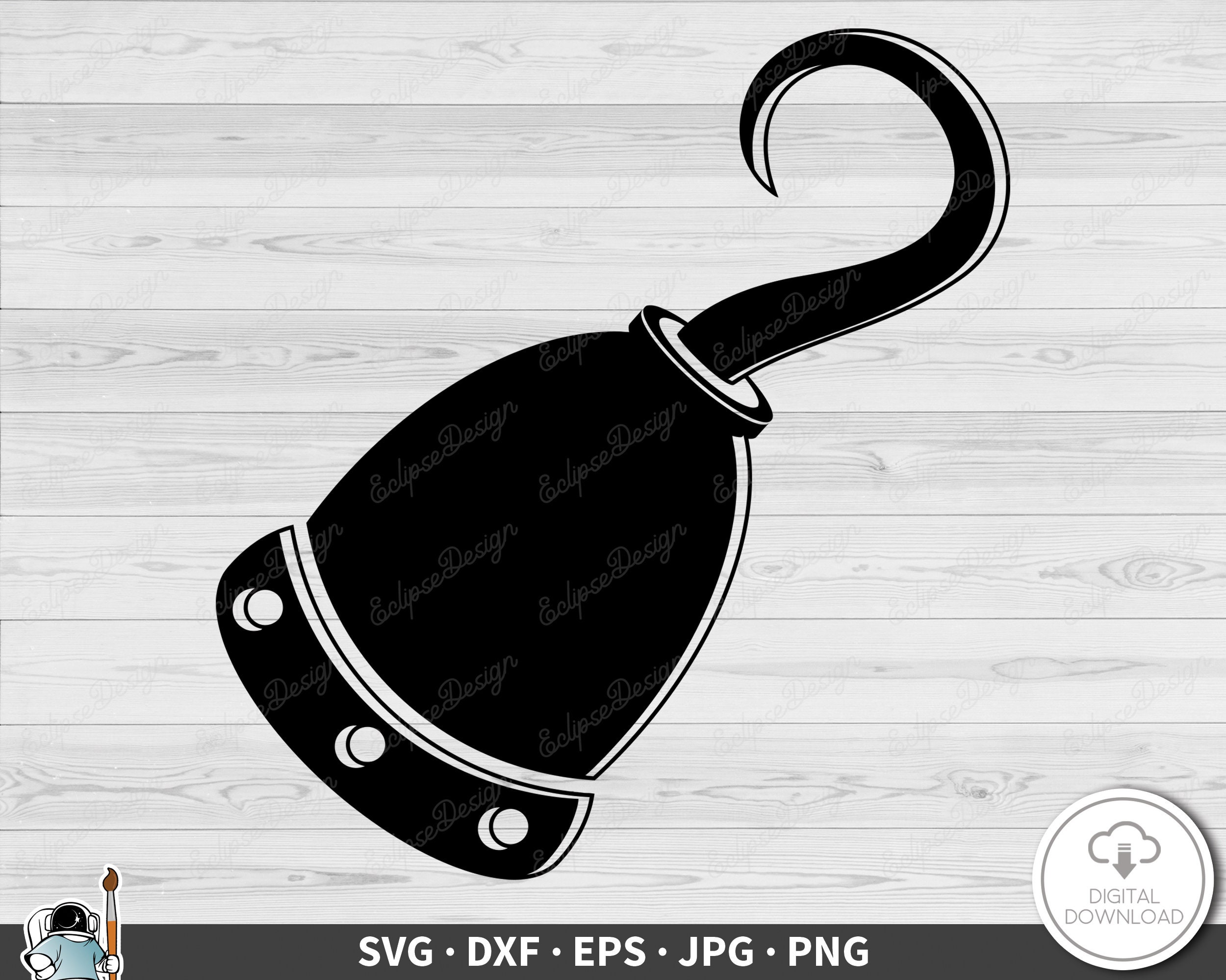 Hook Hand Pirate SVG Clip Art Cut File Silhouette Dxf Eps Png Jpg