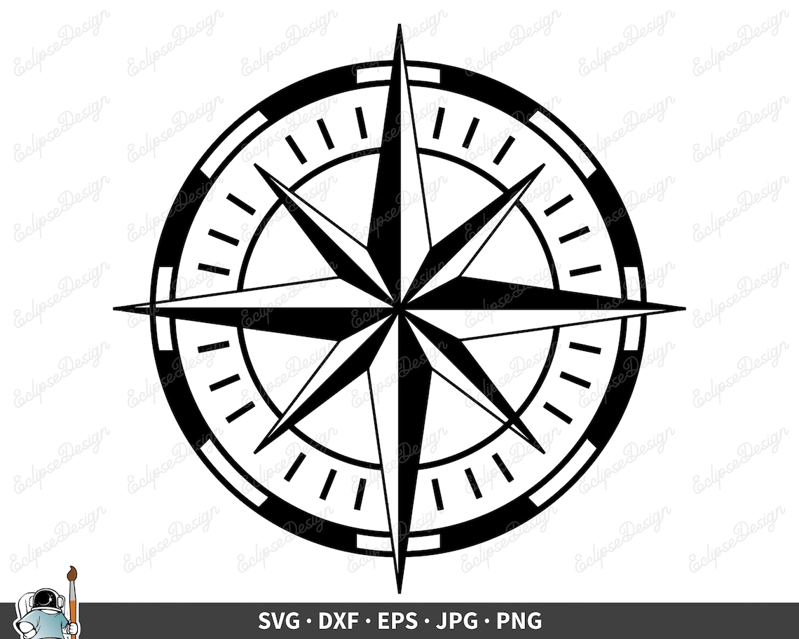 Compass Rose SVG Compass Clip Art Compass Cut File Hike - Etsy