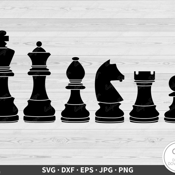 Piezas de ajedrez SVG • Clip Art Cut File Silhouette dxf eps png jpg • Descarga digital instantánea
