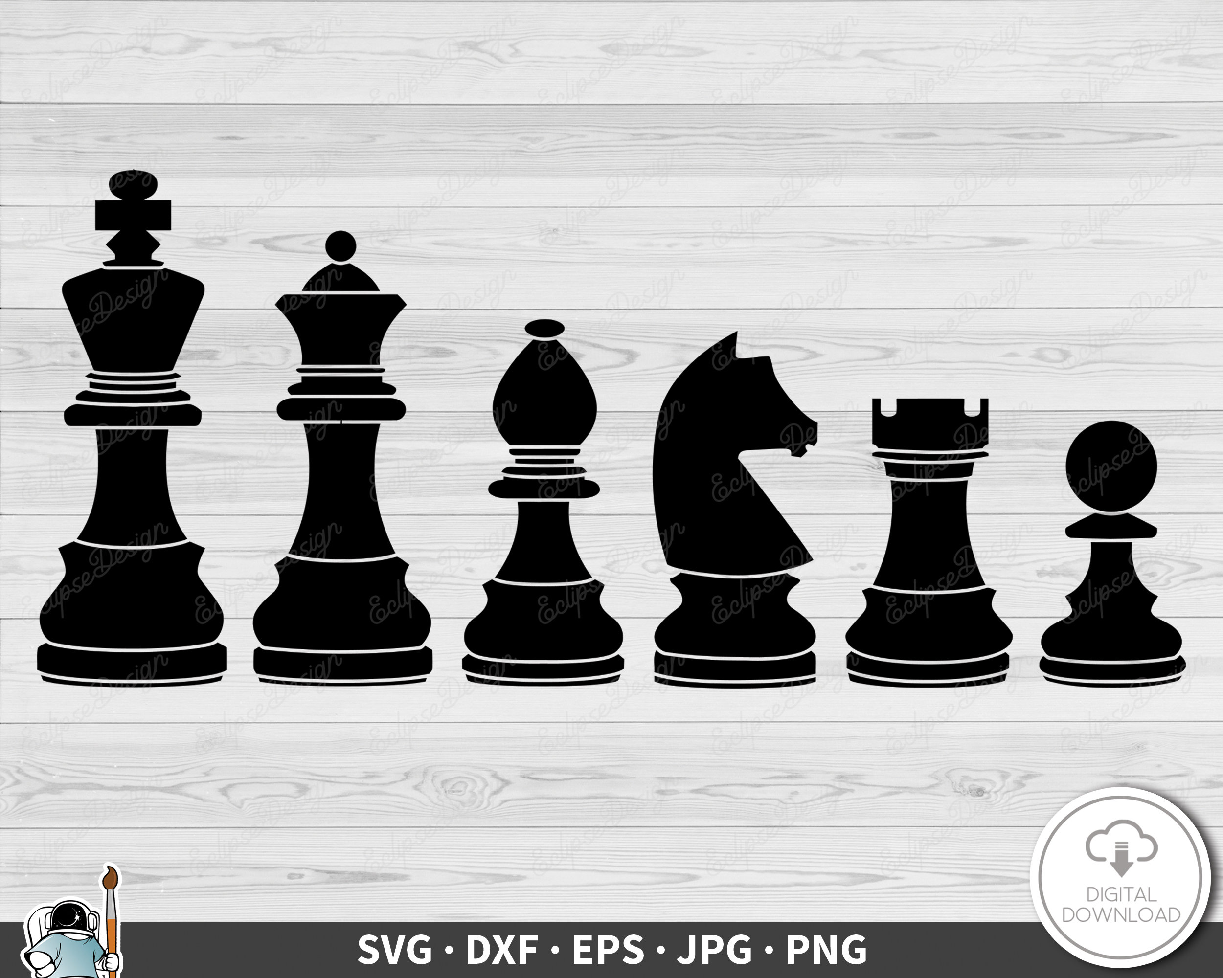 Chess Pieces SVG • Clip Art Cut File Silhouette dxf eps png jpg • Instant  Digital Download