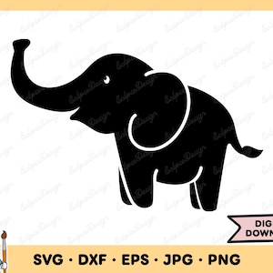 Baby Elephant SVG Elephant PNG Elephant Clip Art Cut File Silhouette Instant Digital Download