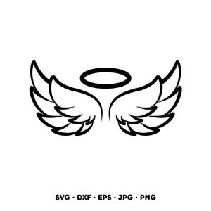 Alas de ángel con halo SVG PNG Clip Art Descarga digital instantánea