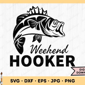 Ganadora de fin de semana SVG Clip Art de pesca de lubina Archivo de corte SVG de pesca Silueta Descarga digital instantánea dxf eps png jpg