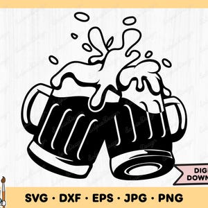 Beer Cheers SVG Bier Clip Art Bier geschnitten Datei Bier SVG Silhouette Sofortiger digitaler Download dxf eps png jpg