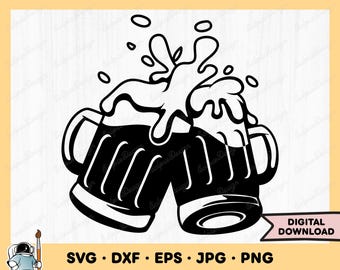 Beer Cheers SVG Beer Clip Art Beer Cut File Beer SVG Silhouette Instant Digital Download