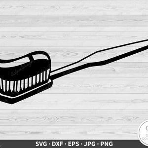 Zahnbürste und Zahnpasta SVG Clip Art Cut Datei Silhouette Sofort-Digital-Download dxf eps png jpg