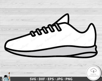 Sneaker blanc SVG • Clip Art coupe fichier Silhouette dxf eps png jpg • téléchargement numérique instantané