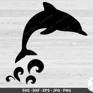 Springender Delphin SVG Clip Art Schnitt Datei Silhouette Sofortiger digitaler Download dxf eps png jpg