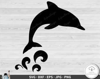 Jumping Dolphin SVG • Clip Art Cut File Silhouette dxf eps png jpg • Instant Digital Download