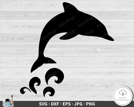 Jumping Dolphin SVG Clip Art Cut File Silhouette Dxf Eps Png Jpg ...