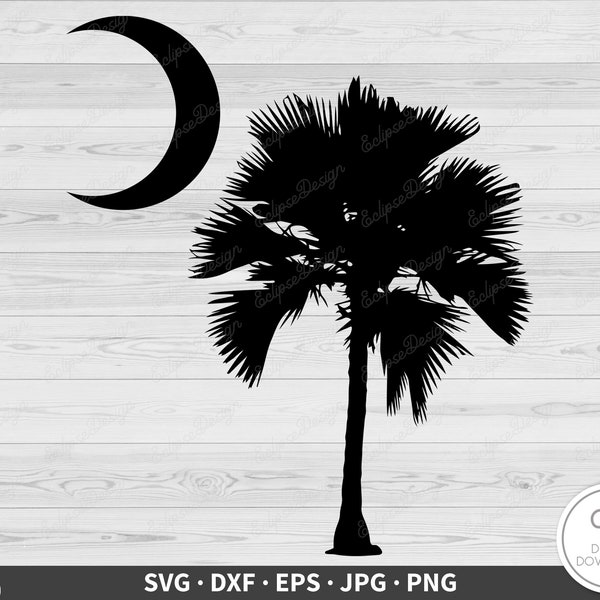 Palmetto Moon SVG • South Carolina Clip Art Cut File Silhouette dxf eps png jpg • Instant Digital Download