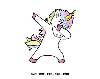 Dabbing Unicorn Pastel SVG Clipart PNG (Digital nedladdning direkt)