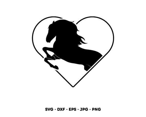 Horse Heart Horseback Riding SVG Clipart PNG Cricut Silhouette (Instant Digital Download)