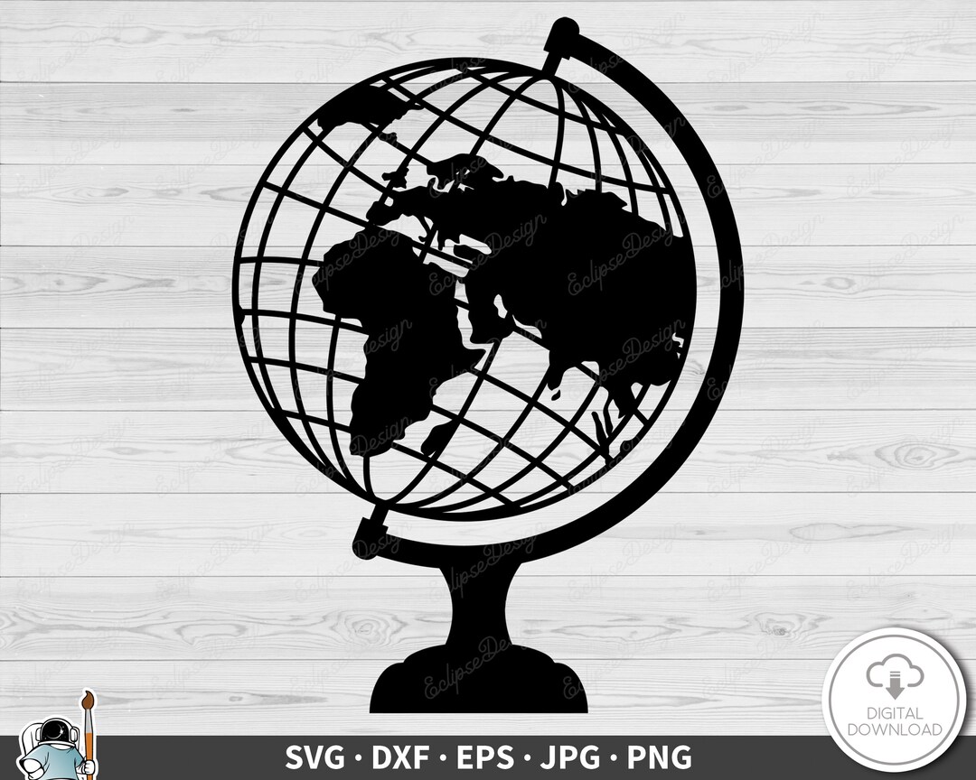 Buy Globe World SVG Clip Art Cut File Silhouette Instant Digital ...