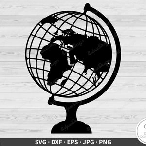 Globe World SVG Clip Art Wytnij plik Sylwetka Natychmiastowe pobieranie cyfrowe dxf eps png jpg
