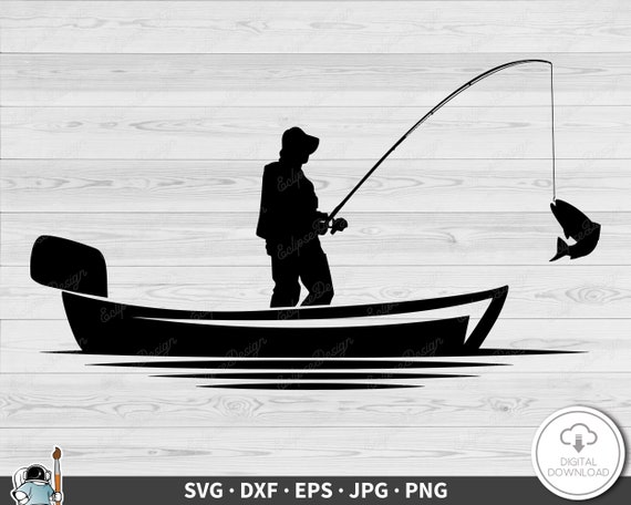 Fisherman Fishing Boat SVG Clip Art Cut File Silhouette Dxf Eps Png Jpg  Instant Digital Download -  Finland