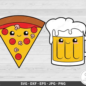 Pizza and Beer SVG Clip Art Cut File Silhouette Instant Digital Download