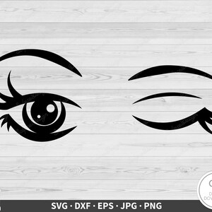 Winking Eye with Eyelashes SVG Clip Art Cut File Silhouette Instant Digital Download
