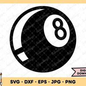 Archivo de corte SVG de imágenes prediseñadas de billar de 8 bolas (descarga digital)