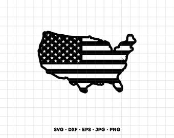 USA Map America SVG Clipart PNG Cricut Silhouette (Instant Digital Download)