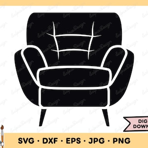 Comfy Lounge Chair SVG Chair Clip Art Chair Cut File Silhouette Instant Digital Download