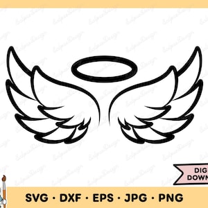 Angel Wings SVG Angel Wings PNG Halo SVG Angel Clip Art Angel Cut File Angel Silhouette Instant Digital Download