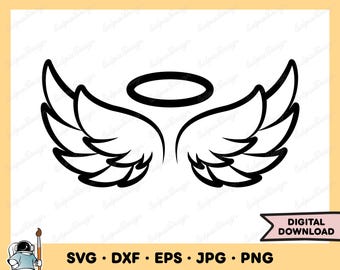 Angel Wings SVG Angel Wings PNG Halo SVG Angel Clip Art Angel Cut File Angel Silhouette Instant Digital Download