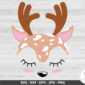 Reindeer Deer Face SVG Clip Art Cut File Silhouette Instant Digital Download