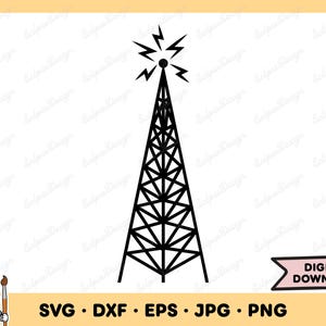 Cellphone Tower SVG Cellphone Tower Clip Art Cellphone Tower Cut File Silhouette Instant Digital Download