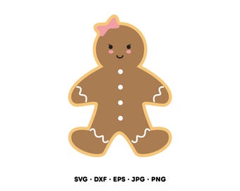 Piernikowa dziewczyna SVG Clipart PNG (natychmiastowe pobranie cyfrowe)