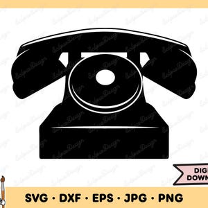 Old Rotary Telephone SVG Telephone PNG Telephone Clip Art Cut File Silhouette Instant Digital Download