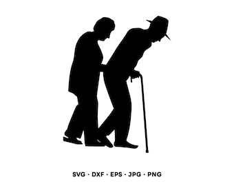 Äldre par SVG Clipart PNG (Digital nedladdning direkt)