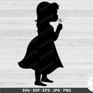 Bambina dente di leone SVG Clip Art File di taglio Silhouette Download digitale istantaneo dxf eps png jpg