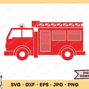 Fire Truck SVG Fire Engine SVG Firefighter Clip Art Cut File Silhouette Instant Digital Download