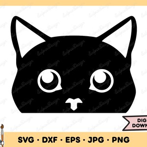 Spähende Katze SVG Katze PNG Kätzchen Gesicht Clip Art Cut Datei Silhouette Sofortiger digitaler Download